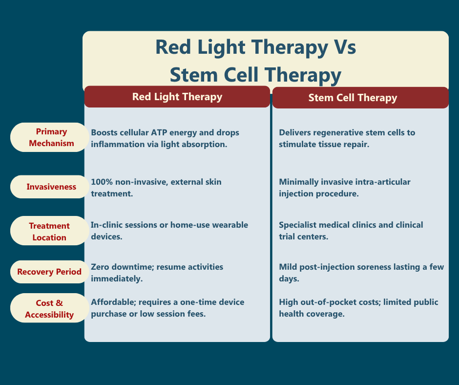 Red light therapy vs stem cell therapy